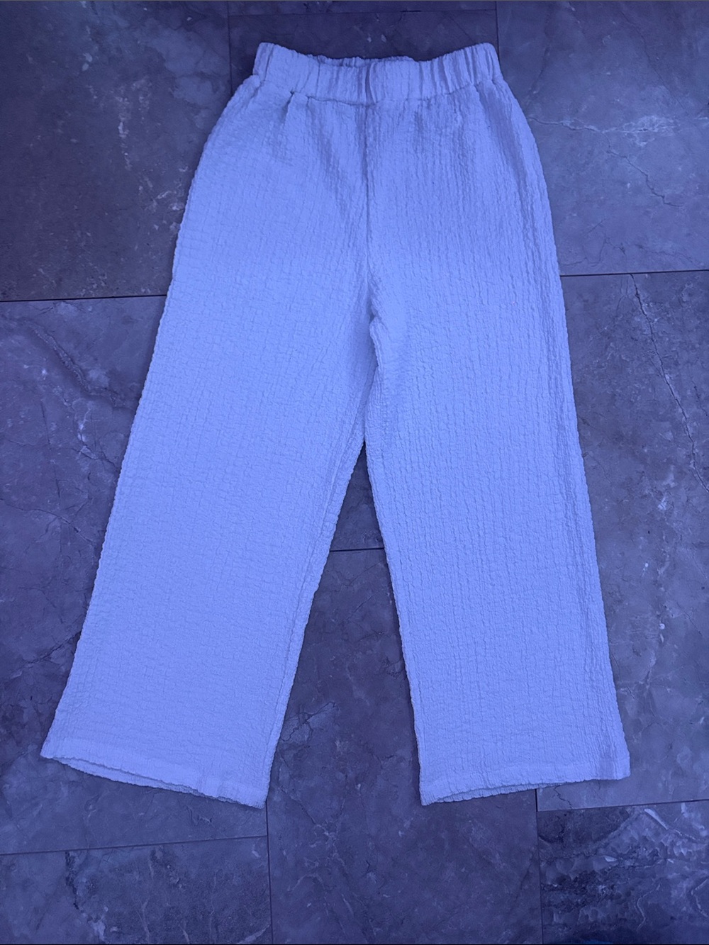 H&M Cream Textured Elastic-Waist Kids Joggers